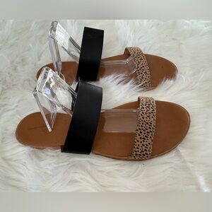 Universal Thread Black and Leopard Women's Sandals